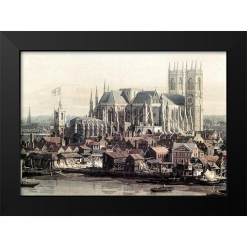 View of London With The Thames - Detail Black Modern Wood Framed Art Print by Canaletto