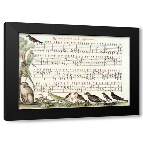 A page from the Capirola Lutebook, c. 1517 Black Modern Wood Framed Art Print by Capirola, Vincenzo