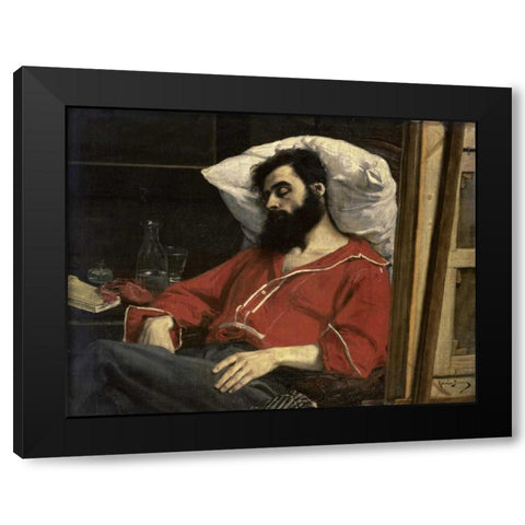 Convalescent Black Modern Wood Framed Art Print with Double Matting by Carolus-Duran, Emile Auguste