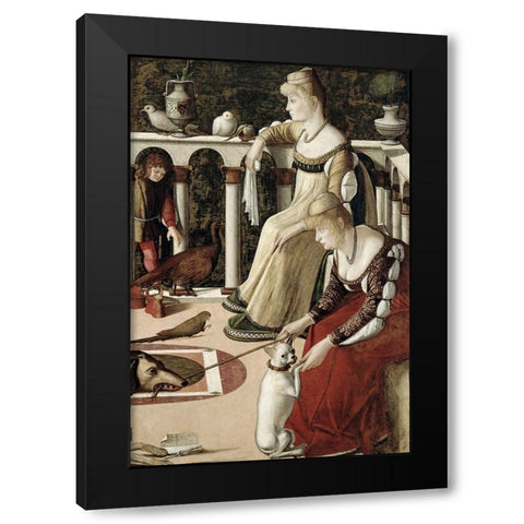 Two Venetian Ladies - The Courtesans Black Modern Wood Framed Art Print with Double Matting by Carpaccio, Vittore