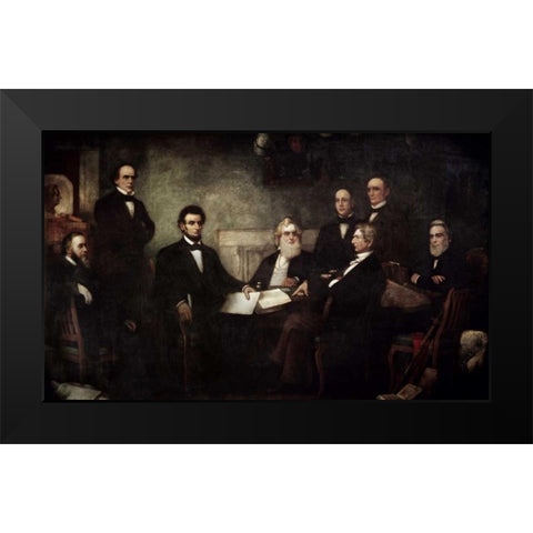 The First Reading of the Emancipation Proclamation Black Modern Wood Framed Art Print by Carpenter, Francis Bicknell