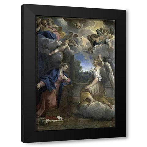 Annunciation Black Modern Wood Framed Art Print with Double Matting by Carracci, Agostino