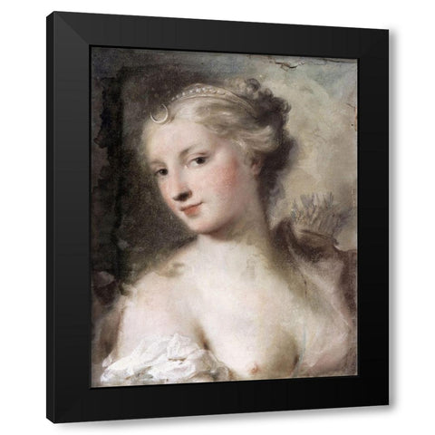 Diana Black Modern Wood Framed Art Print with Double Matting by Carriera, Rosalba