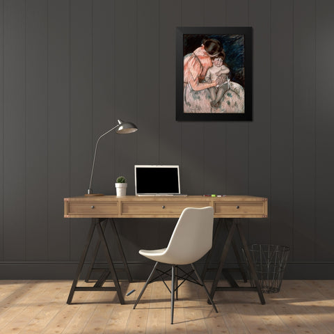 Mother and Child Black Modern Wood Framed Art Print by Cassatt, Mary