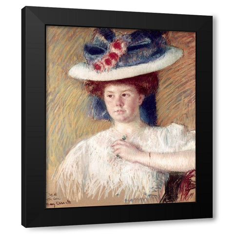 Portrait of Helen Sears Black Modern Wood Framed Art Print with Double Matting by Cassatt, Mary