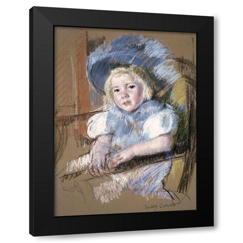 Simone Seated Black Modern Wood Framed Art Print with Double Matting by Cassatt, Mary