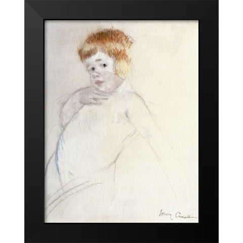 Study of the Baby for The Caress Black Modern Wood Framed Art Print by Cassatt, Mary
