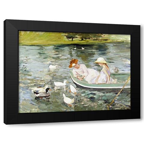 Summertime Black Modern Wood Framed Art Print with Double Matting by Cassatt, Mary