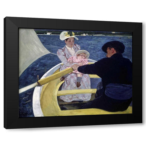 The Boating Party Black Modern Wood Framed Art Print by Cassatt, Mary