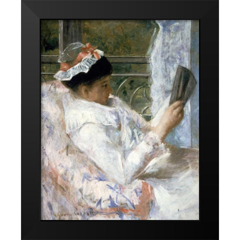 The Reader Black Modern Wood Framed Art Print by Cassatt, Mary
