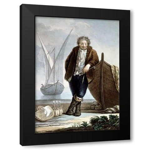 Sailor Leaning Against Boat Hullfrom Black Modern Wood Framed Art Print by Castelli, Costanzo