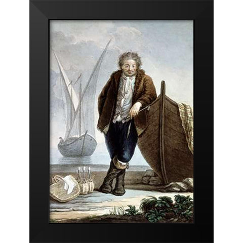 Sailor Leaning Against Boat Hullfrom Black Modern Wood Framed Art Print by Castelli, Costanzo