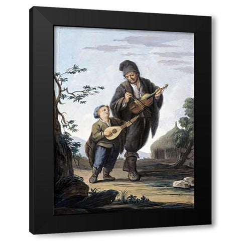 Suanatori Calebresi Black Modern Wood Framed Art Print by Castelli, Costanzo
