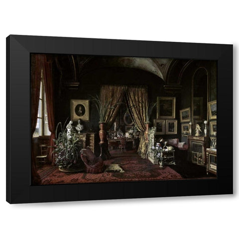 Empress Eugenie In The Salon at Tuileries Black Modern Wood Framed Art Print by Castiglione, Giuseppe