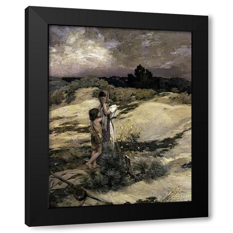 Hagar and Ishmael Black Modern Wood Framed Art Print with Double Matting by Cazin, Jean Charles