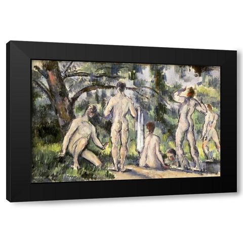 Bathers Black Modern Wood Framed Art Print with Double Matting by Cezanne, Paul