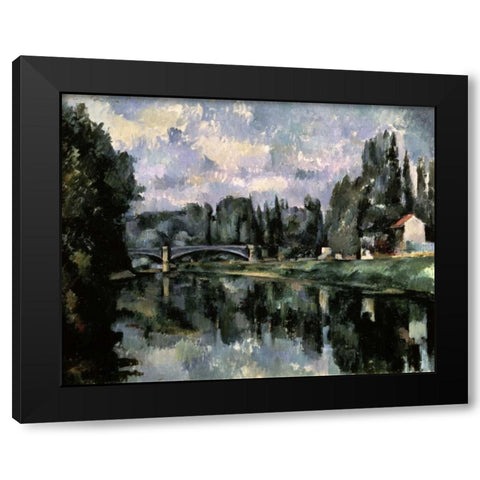 Bridge Over the Marne at Creteil Black Modern Wood Framed Art Print with Double Matting by Cezanne, Paul