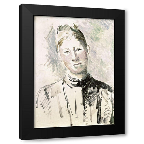 Madame Cezanne Black Modern Wood Framed Art Print by Cezanne, Paul