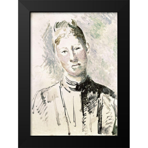 Madame Cezanne Black Modern Wood Framed Art Print by Cezanne, Paul