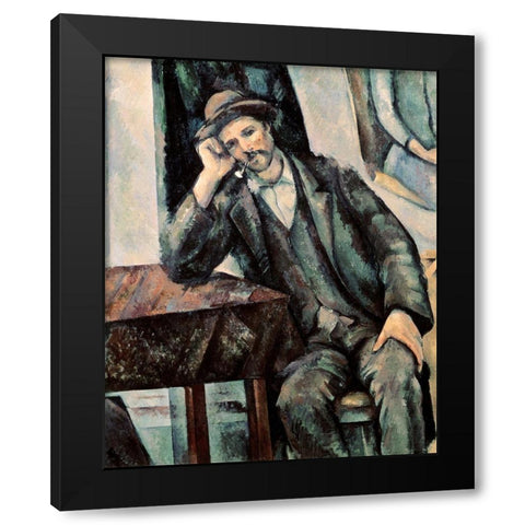 Man Smoking a Pipe Black Modern Wood Framed Art Print with Double Matting by Cezanne, Paul