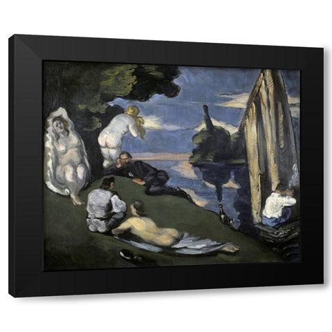 Pastoral Black Modern Wood Framed Art Print by Cezanne, Paul