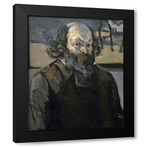 Portrait of The Artist Black Modern Wood Framed Art Print by Cezanne, Paul