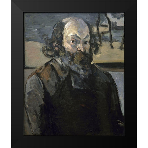 Portrait of The Artist Black Modern Wood Framed Art Print by Cezanne, Paul