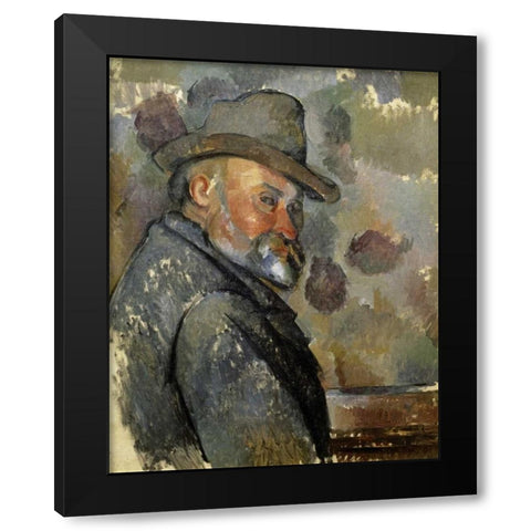 Self Portrait Black Modern Wood Framed Art Print by Cezanne, Paul