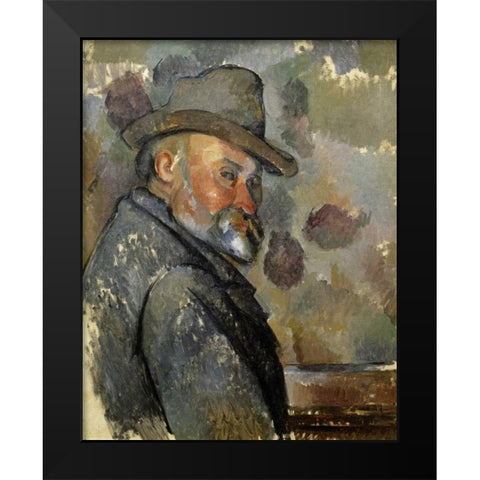 Self Portrait Black Modern Wood Framed Art Print by Cezanne, Paul