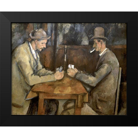 The Card Players Black Modern Wood Framed Art Print by Cezanne, Paul
