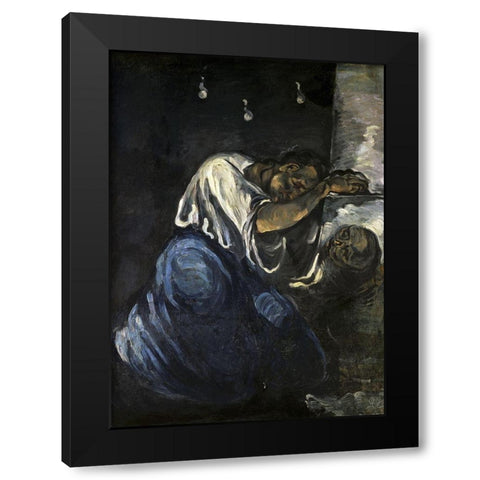 The Magdalen Or Sorrow Black Modern Wood Framed Art Print by Cezanne, Paul