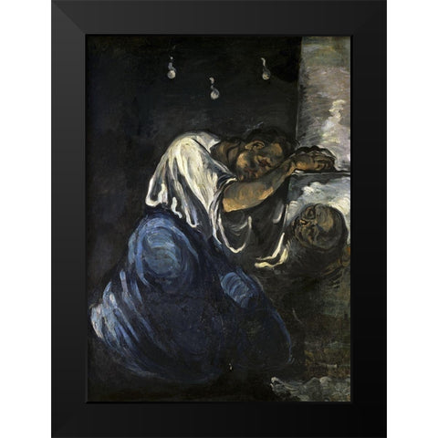 The Magdalen Or Sorrow Black Modern Wood Framed Art Print by Cezanne, Paul