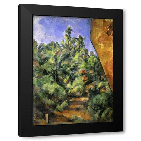 The Red Rock (Le Rocher Rouge) Black Modern Wood Framed Art Print by Cezanne, Paul