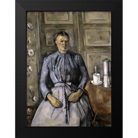 Woman at The Cafeteria Black Modern Wood Framed Art Print by Cezanne, Paul