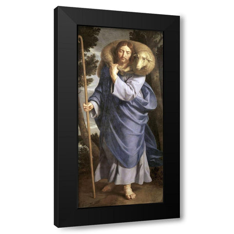 Good Shepherd Black Modern Wood Framed Art Print with Double Matting by Champaigne, Philippe de