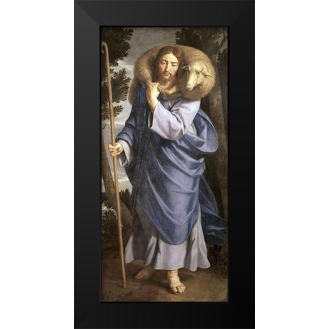 Good Shepherd Black Modern Wood Framed Art Print by Champaigne, Philippe de