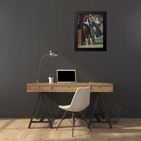 Louis Xiii Crowned By Victory Black Modern Wood Framed Art Print by Champaigne, Philippe de