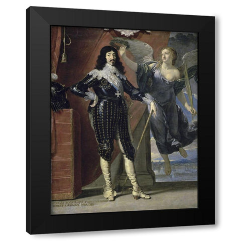 Louis Xiii Crowned By Victory Black Modern Wood Framed Art Print with Double Matting by Champaigne, Philippe de