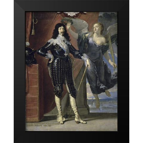 Louis Xiii Crowned By Victory Black Modern Wood Framed Art Print by Champaigne, Philippe de