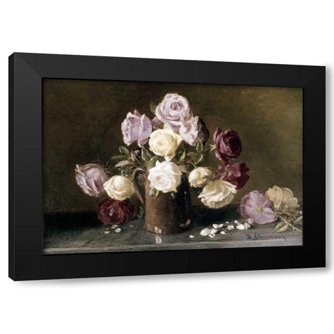 Roses Black Modern Wood Framed Art Print by Champney, Benjamin