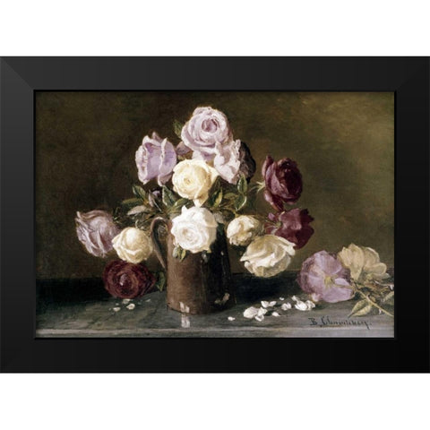 Roses Black Modern Wood Framed Art Print by Champney, Benjamin