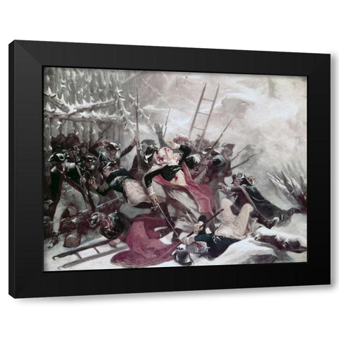 Death of General Montgomery Black Modern Wood Framed Art Print by Chappell, Alonzo