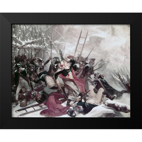 Death of General Montgomery Black Modern Wood Framed Art Print by Chappell, Alonzo