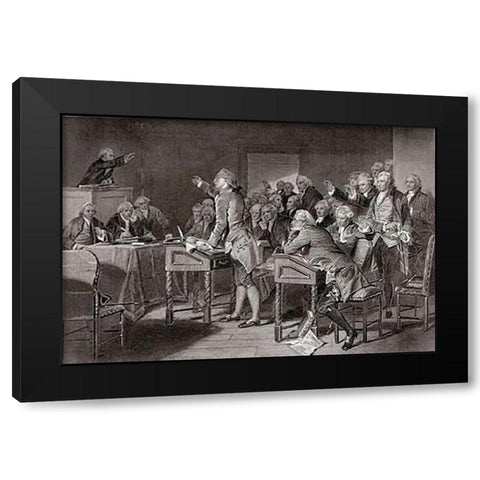 Patrick Henry Addressing The Virginia Assembley Black Modern Wood Framed Art Print with Double Matting by Chappell, Alonzo
