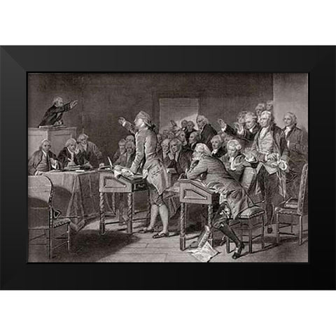 Patrick Henry Addressing The Virginia Assembley Black Modern Wood Framed Art Print by Chappell, Alonzo
