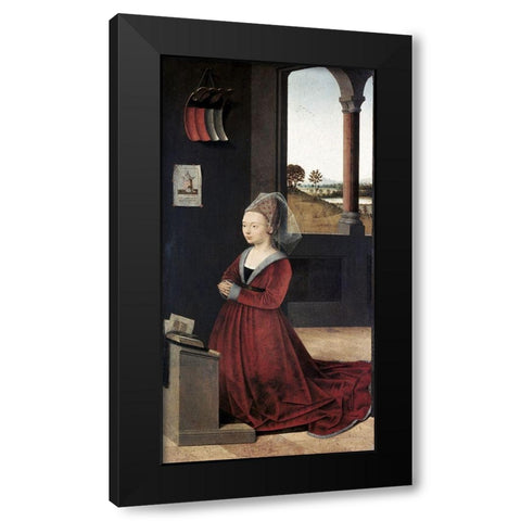 Portrait of a Female Donor Black Modern Wood Framed Art Print with Double Matting by Christus, Petrus