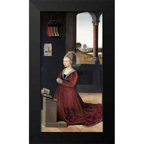 Portrait of a Female Donor Black Modern Wood Framed Art Print by Christus, Petrus