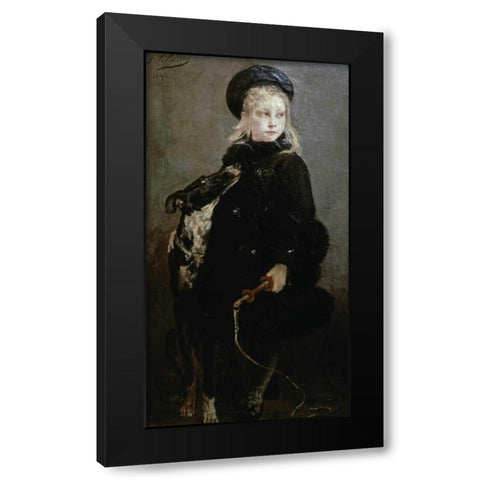 Little Animal Trainer Black Modern Wood Framed Art Print with Double Matting by Clarin, Georges Jules Victor