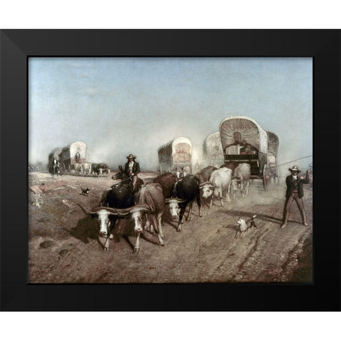 Ships of The Plains Black Modern Wood Framed Art Print by Colman, Samuel