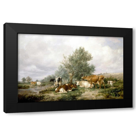 In Canterbury Meadows Black Modern Wood Framed Art Print with Double Matting by Cooper, Thomas Sidney